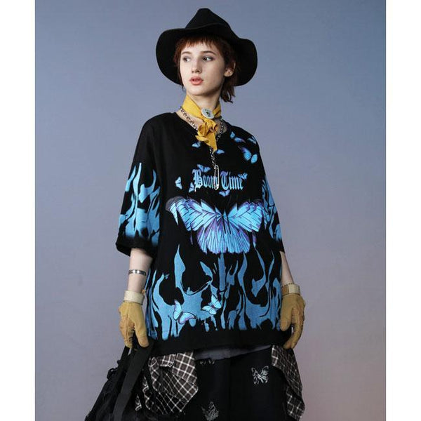 Blue flame butterfly hot sale shirt