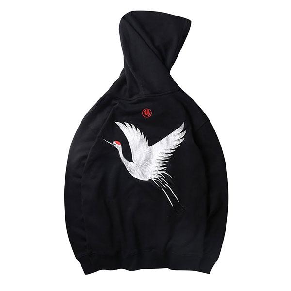 Hoodie Embroidered "Hakucho" -TENSHI™ STREETWEAR