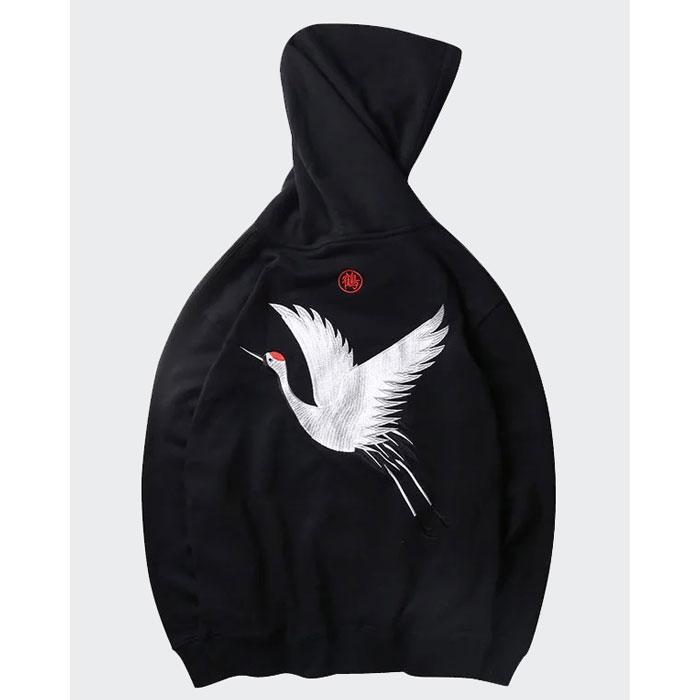 Hoodie Embroidered "Hakucho" -TENSHI™ STREETWEAR
