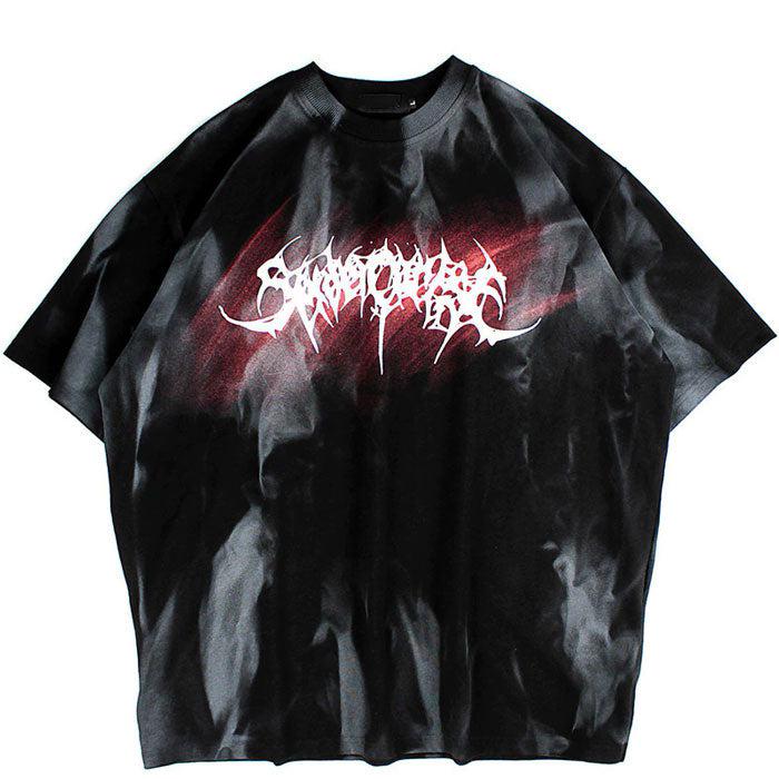 【SATIIIZ】Hiant Mesh Printed T-Shirt SATIIIZ】Hiant Mesh Printed T-Shirt Oversized Fit Printed