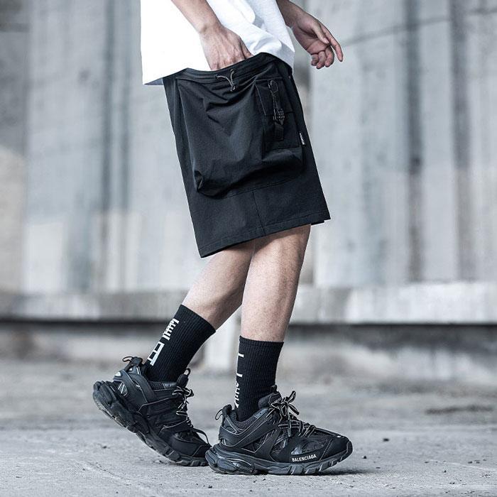 TUKI 0088 combat shorts corduroy ブラック Techwear Cargo Shorts 