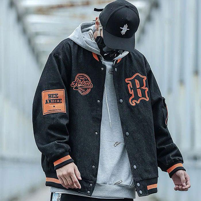 Teddy Baseball Jacket "Bee" -TENSHI™ STREETWEAR