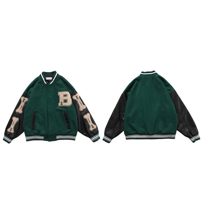 Teddy Baseball Jacket "Bone" -TENSHI™ STREETWEAR