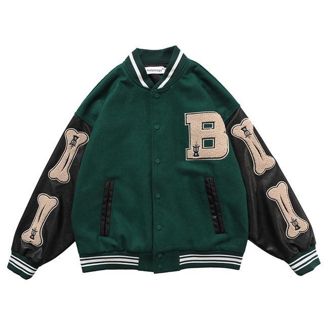 Teddy Baseball Jacket "Bone" -TENSHI™ STREETWEAR