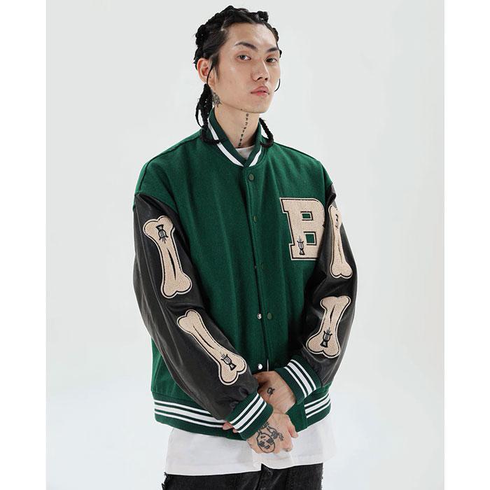 Teddy Baseball Jacket "Bone" -TENSHI™ STREETWEAR
