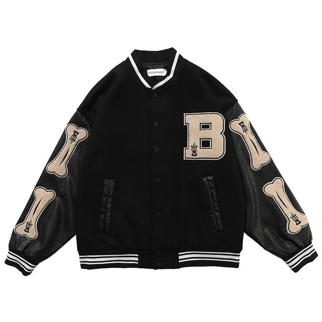 Teddy Baseball Jacket "Bone" -TENSHI™ STREETWEAR