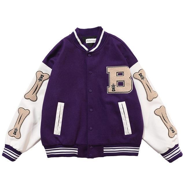 Teddy Baseball Jacket "Bone" -TENSHI™ STREETWEAR