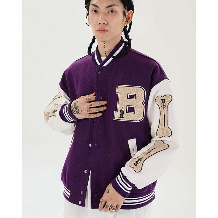Teddy Baseball Jacket "Bone" -TENSHI™ STREETWEAR