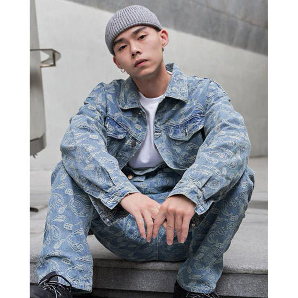 CLANE PADDED DENIM SHIRT JACKET サイズ2 Ketyyh-chn99 Jean Jacket Men Casual Long Sleeve Lapel Pocket