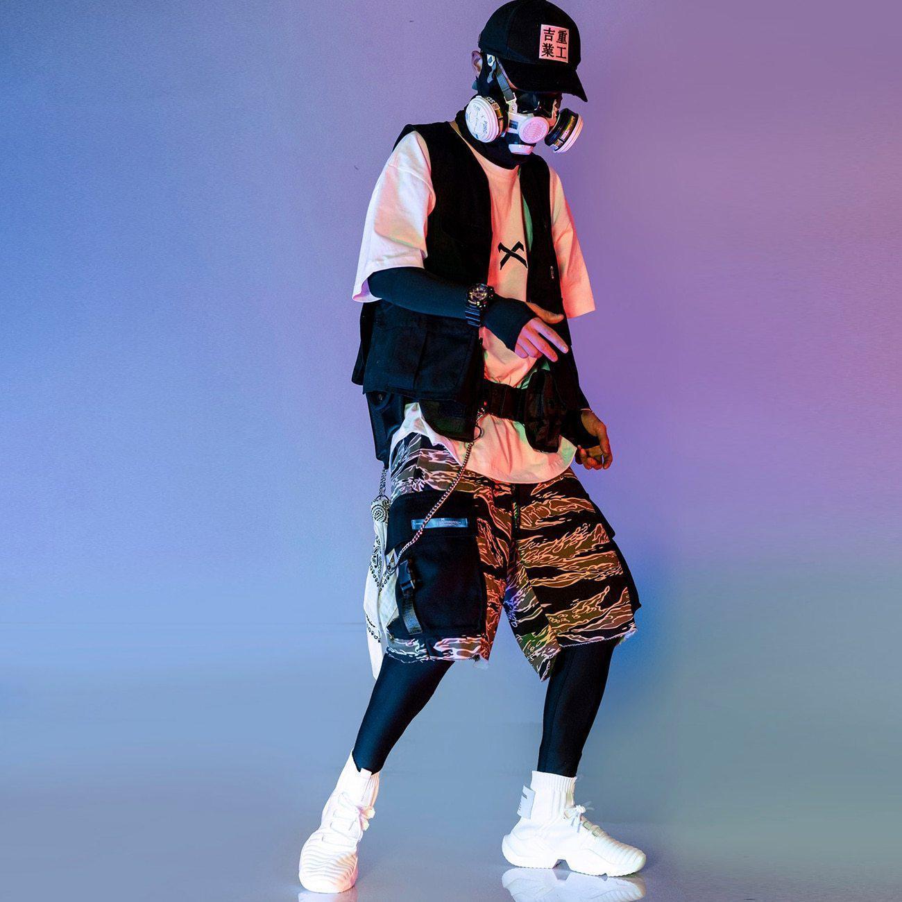 Techwear Cargo Shorts "Aburame" -TENSHI™ STREETWEAR