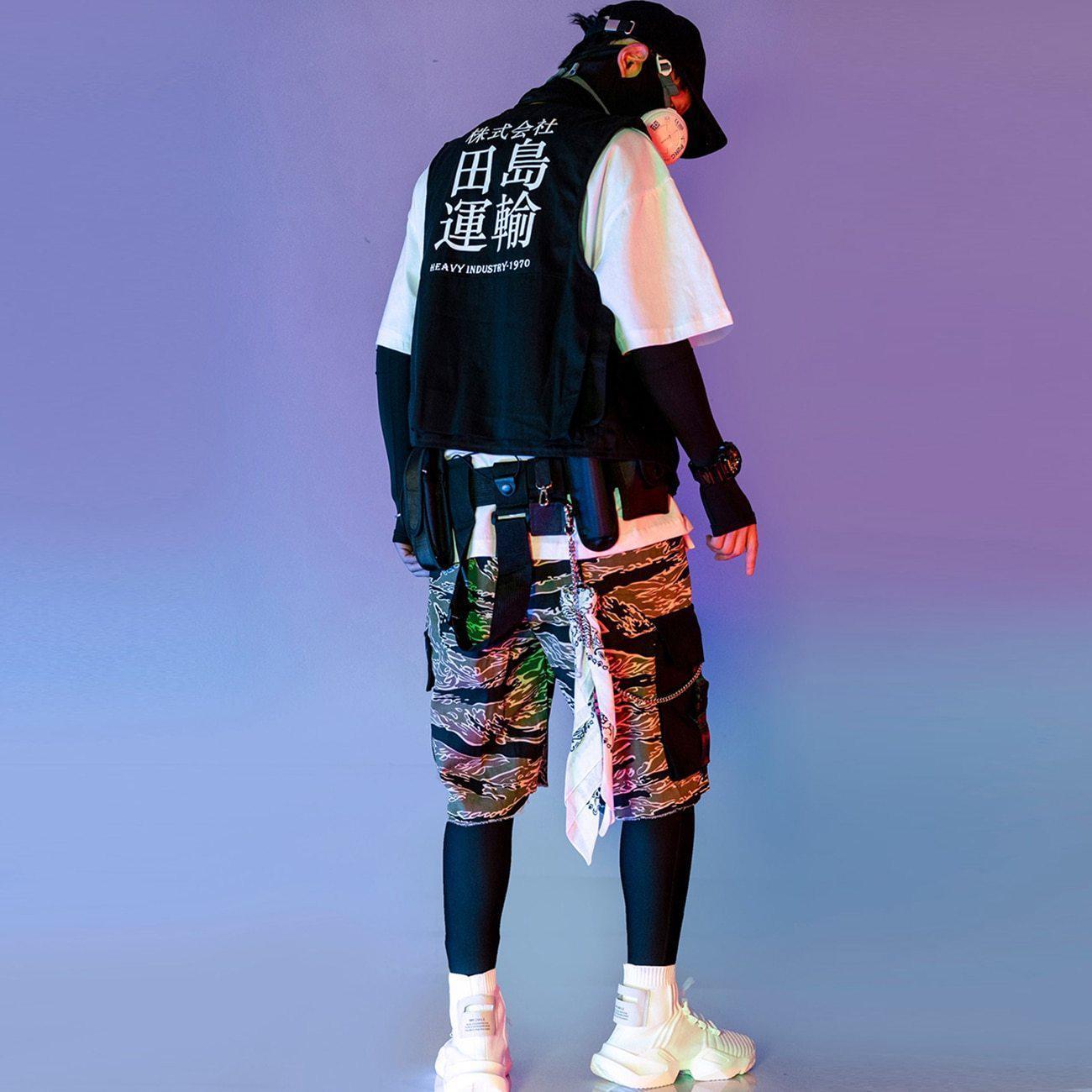 Techwear Cargo Shorts "Aburame" -TENSHI™ STREETWEAR